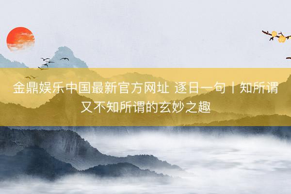 金鼎娱乐中国最新官方网址 逐日一句丨知所谓又不知所谓的玄妙之趣
