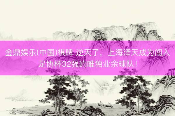 金鼎娱乐(中国)棋牌 逆天了，上海泽天成为闯入足协杯32强的唯独业余球队！