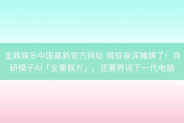 金鼎娱乐中国最新官方网址 微软夜深摊牌了!自研模子AI「全靠我方」,还要界说下一代电脑
